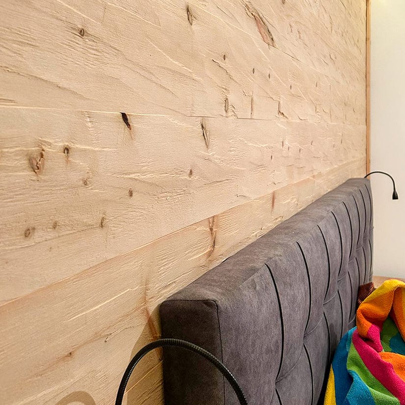 Wood chopped brushed pine wall paneling / wall unit 