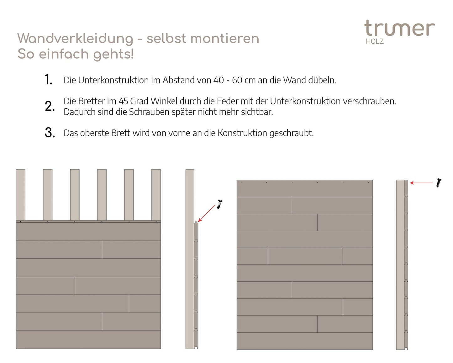 Holz Eiche gehackt & gebürstet - rustikale Wandverkleidung / Wohnwand
