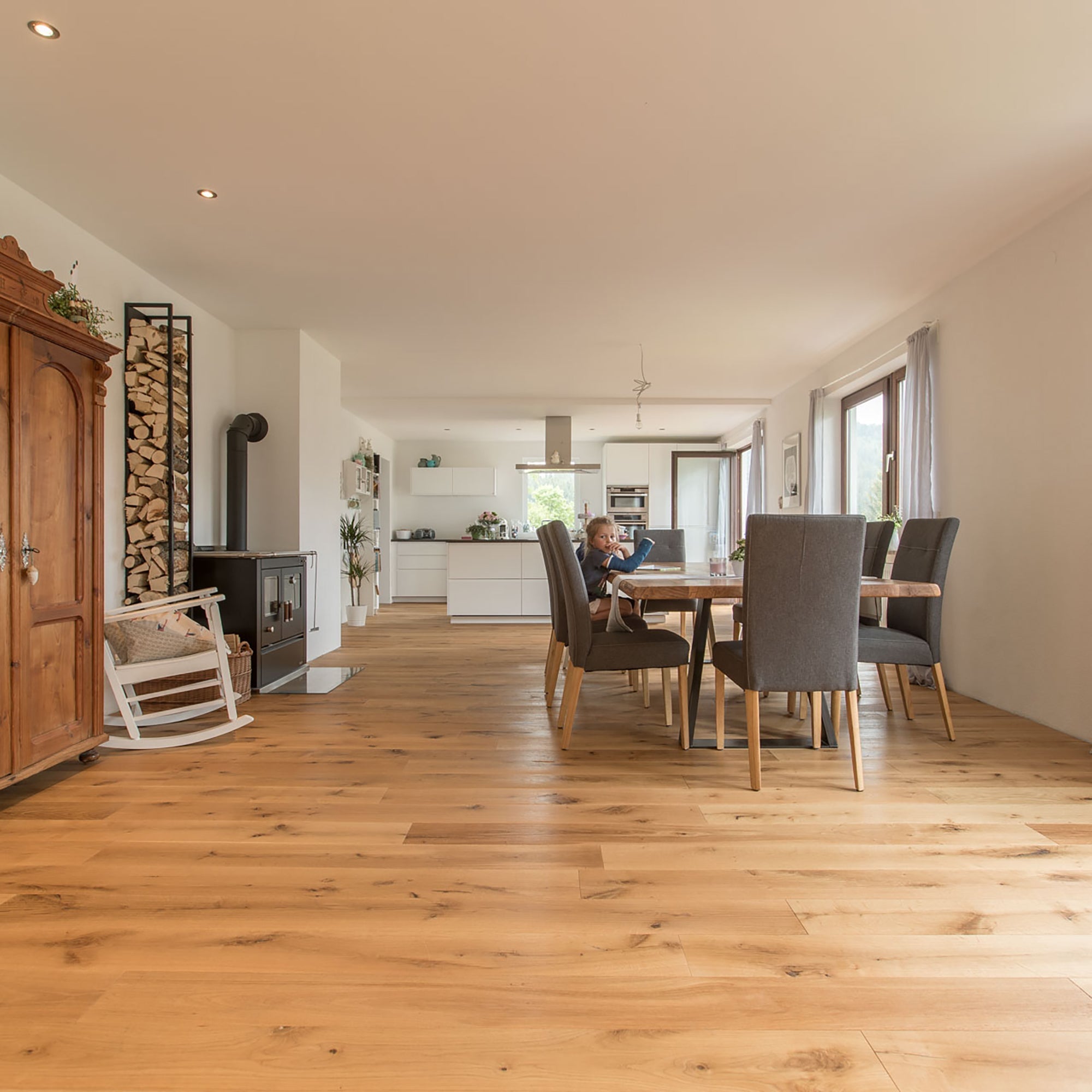 Holz Fußboden Eiche Mezzo massiv, Large wohnfertig geölt