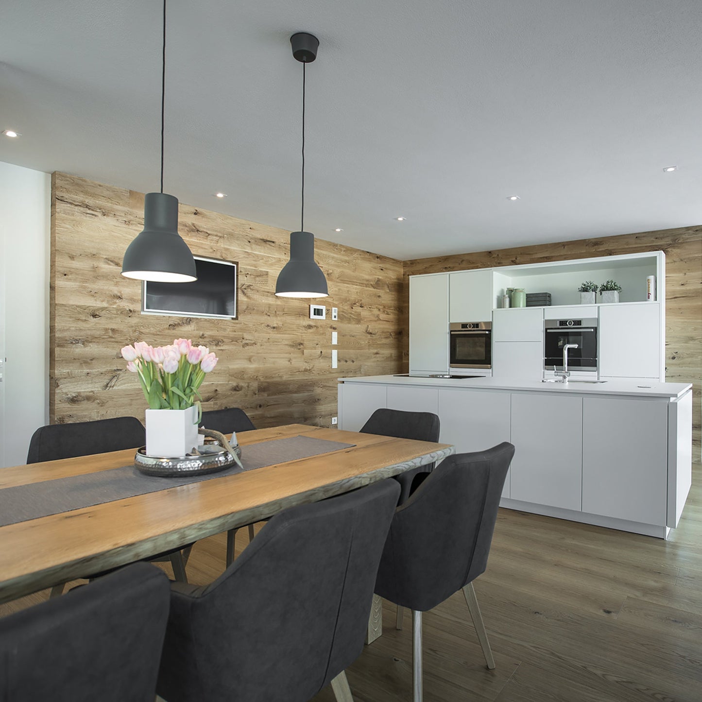 Wood oak chopped &amp; brushed - rustic wall paneling / wall unit